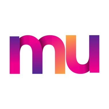 İlk harf MU Logo Küçük harf, mor ve turuncu, Modern ve Basit Logo Tasarımı.
