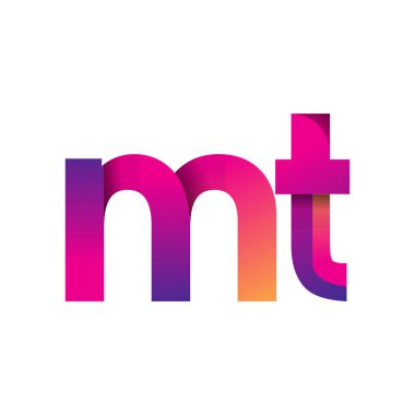 İlk Harf MT Logosu Küçük Mor ve Turuncu, Modern ve Basit Logo Tasarımı.