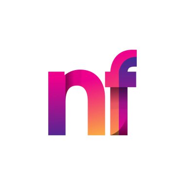 İlk harf NF Logo Küçük harf, mor ve turuncu, Modern ve Basit Logo Tasarımı.