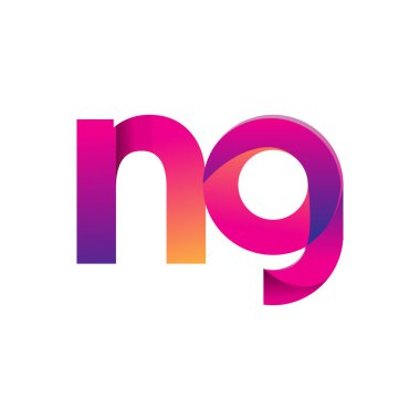 İlk harf NG Logo Küçük harf, mor ve turuncu, Modern ve Basit Logo Tasarımı.