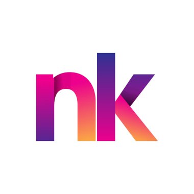 İlk harf NK Logo Küçük harf, mor ve turuncu, Modern ve Basit Logo Tasarımı.
