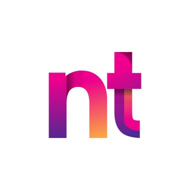 İlk harf NT Logosu Küçük harf, mor ve turuncu, Modern ve Basit Logo Tasarımı.