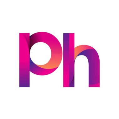 İlk harf PH Logosu Küçük harf, mor ve turuncu, Modern ve Basit Logo Tasarımı.