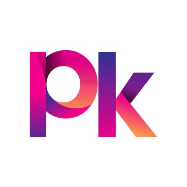 İlk Harf PK Logo Küçük Harf, mor ve turuncu, Modern ve Basit Logo Tasarımı.