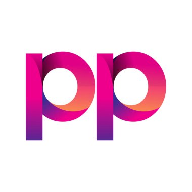 İlk Harf PP Logosu Küçük Logo, Mor ve Turuncu, Modern ve Basit Logo Tasarımı.