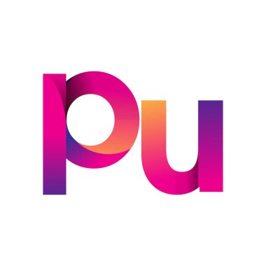 İlk Harf PU Logosu Küçük Logo, Mor ve Turuncu, Modern ve Basit Logo Tasarımı.