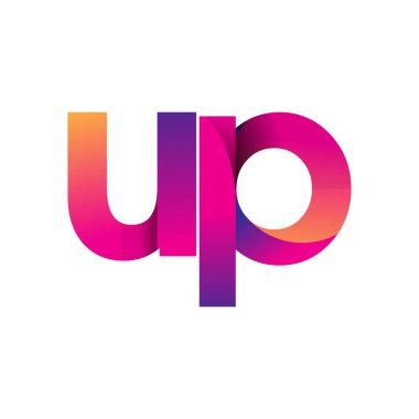 Baş harf UP Logo Küçük harf, mor ve turuncu, Modern ve Basit Logo Tasarımı.