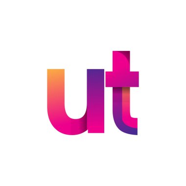 İlk harf UT Logo Küçük harf, mor ve turuncu, Modern ve Basit Logo Tasarımı.