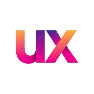 Başlangıç Harfi UX Logosu Küçük, mor ve turuncu, Modern ve Basit Logo Tasarımı.