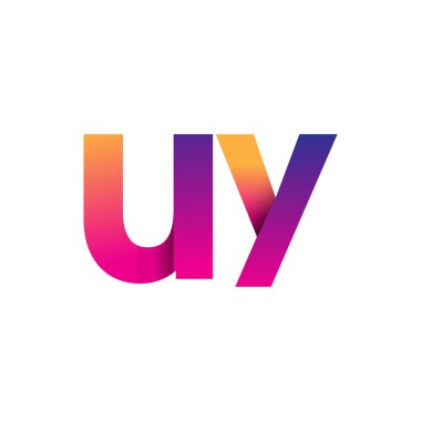 İlk harf UY Logo Küçük harf, mor ve turuncu, Modern ve Basit Logo Tasarımı.