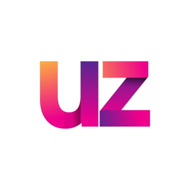İlk harf UZ Logo Küçük harf, mor ve turuncu, Modern ve Basit Logo Tasarımı.