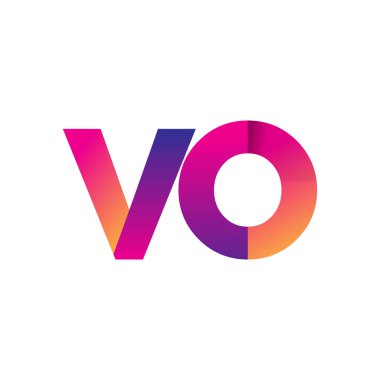İlk Harf VO Logosu Küçük Mor ve Turuncu, Modern ve Basit Logo Tasarımı.
