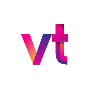 İlk harf VT Logo Küçük harf, mor ve turuncu, Modern ve Basit Logo Tasarımı.