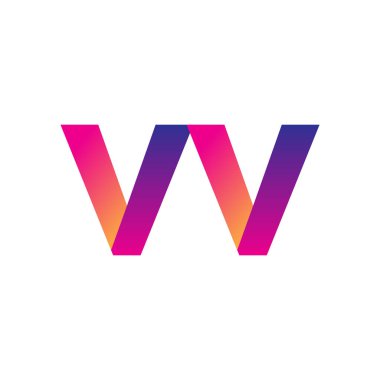 İlk harf VV Logo Küçük harf, mor ve turuncu, Modern ve Basit Logo Tasarımı.