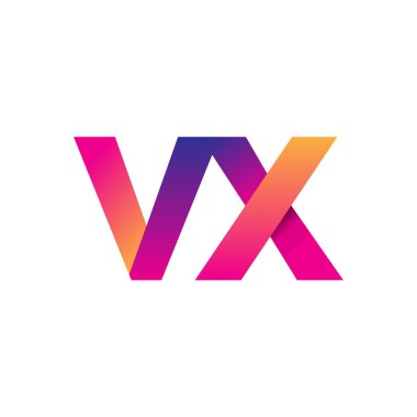 İlk harf VX Logo Küçük harf, mor ve turuncu, Modern ve Basit Logo Tasarımı.