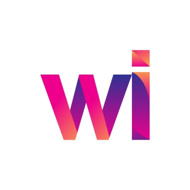 İlk Harf WI Logo Küçük Logo, mor ve turuncu, Modern ve Basit Logo Tasarımı.