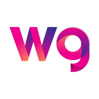 İlk harf WG Logo Küçük harf, mor ve turuncu, Modern ve Basit Logo Tasarımı.
