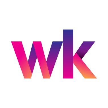 İlk harf WK Logo Küçük harf, mor ve turuncu, Modern ve Basit Logo Tasarımı.