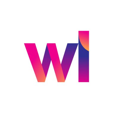 İlk harf WL Logo Küçük harf, mor ve turuncu, Modern ve Basit Logo Tasarımı.
