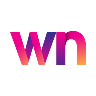 İlk harf WN Logo Küçük harf, mor ve turuncu, Modern ve Basit Logo Tasarımı.