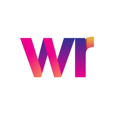 İlk harf WR Logosu Küçük harf, mor ve turuncu, Modern ve Basit Logo Tasarımı.