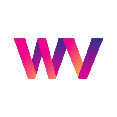 İlk harf WV Logo Küçük harf, mor ve turuncu, Modern ve Basit Logo Tasarımı.