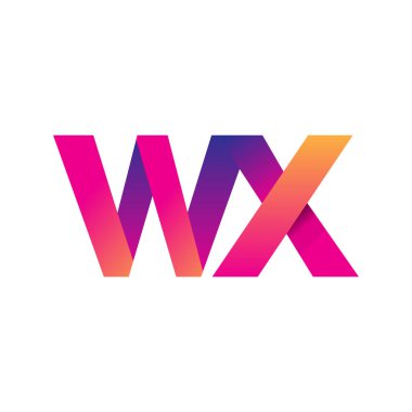 İlk harf WX Logo Küçük harf, mor ve turuncu, Modern ve Basit Logo Tasarımı.