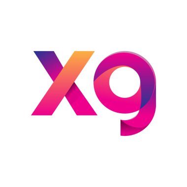 İlk harf XG Logo Küçük harf, mor ve turuncu, Modern ve Basit Logo Tasarımı.