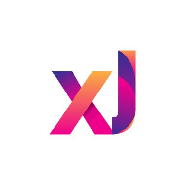 İlk harf XJ Logo Küçük harf, mor ve turuncu, Modern ve Basit Logo Tasarımı.