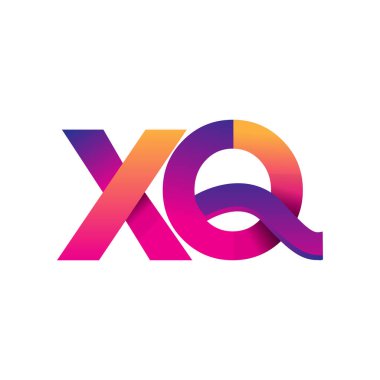 İlk harf XQ Logo Küçük harf, mor ve turuncu, Modern ve Basit Logo Tasarımı.