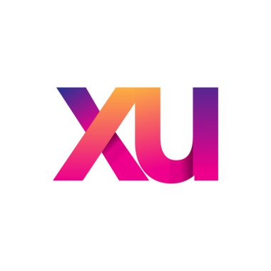 İlk harf XU Logo Küçük harf, mor ve turuncu, Modern ve Basit Logo Tasarımı.