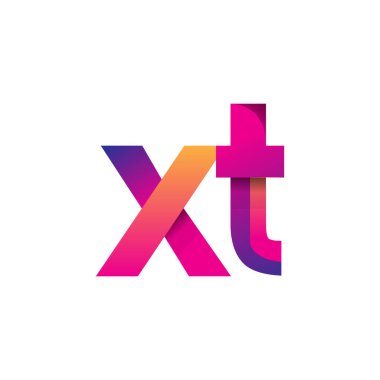 İlk harf XT Logo Küçük harf, mor ve turuncu, Modern ve Basit Logo Tasarımı.