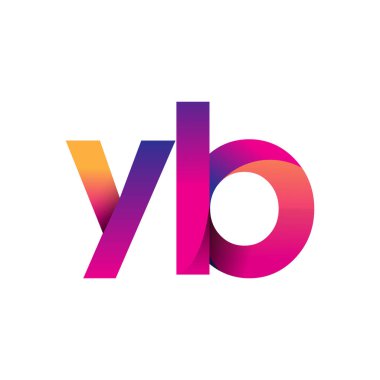 Initial Letter YB Logo Lowercase, magenta and orange, Modern and Simple Logo Design. vector