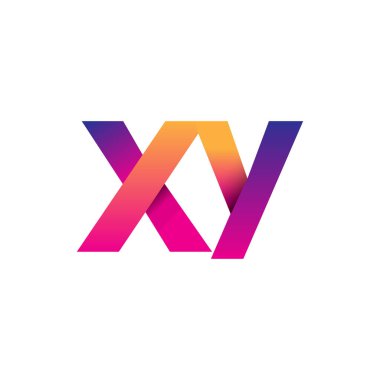 İlk harf XY Logo Küçük harf, mor ve turuncu, Modern ve Basit Logo Tasarımı.