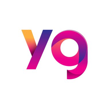 İlk harf YG Logosu Küçük harf, mor ve turuncu, Modern ve Basit Logo Tasarımı.