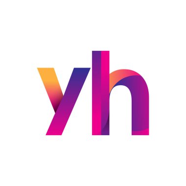 İlk harf YH Logo Küçük harf, mor ve turuncu, Modern ve Basit Logo Tasarımı.