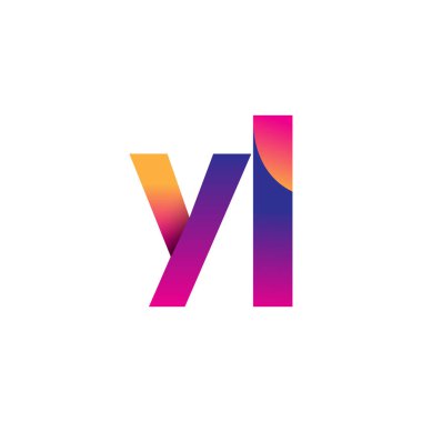 İlk harf YL Logosu Küçük harf, mor ve turuncu, Modern ve Basit Logo Tasarımı.