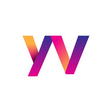 İlk harf YV Logo Küçük harf, mor ve turuncu, Modern ve Basit Logo Tasarımı.