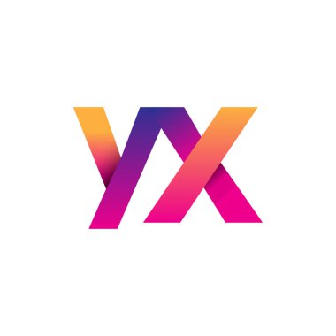 İlk harf YX Logo Küçük harf, mor ve turuncu, Modern ve Basit Logo Tasarımı.