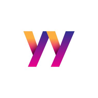 İlk harf YY Logosu Küçük harf, mor ve turuncu, Modern ve Basit Logo Tasarımı.