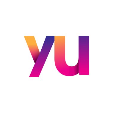 İlk harf YU Logo Küçük harf, mor ve turuncu, Modern ve Basit Logo Tasarımı.