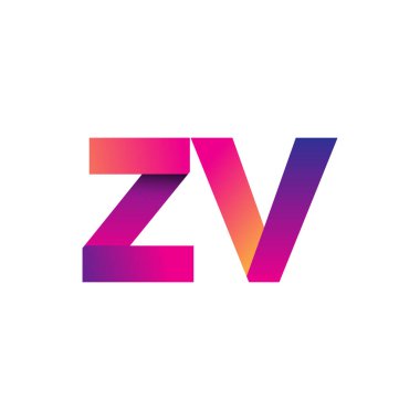 İlk harf ZV Logo Küçük harf, mor ve turuncu, Modern ve Basit Logo Tasarımı.