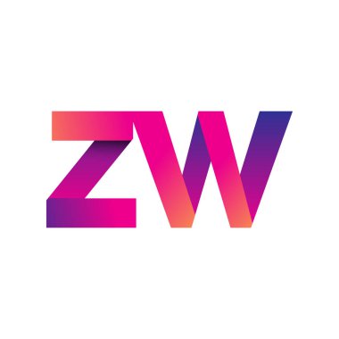 İlk harf ZW Logo Küçük harf, mor ve turuncu, Modern ve Basit Logo Tasarımı.