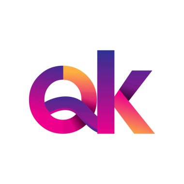 İlk harf QK Logo Küçük harf, mor ve turuncu, Modern ve Basit Logo Tasarımı.