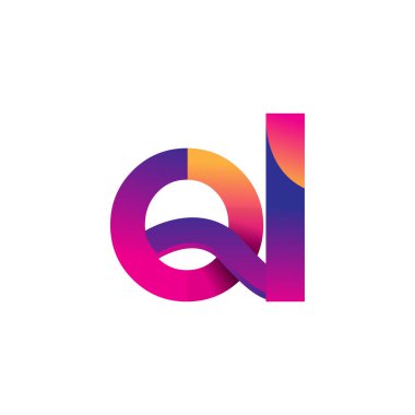 İlk harf QL Logo Küçük harf, mor ve turuncu, Modern ve Basit Logo Tasarımı.