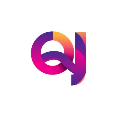 İlk harf QJ Logo Küçük harf, mor ve turuncu, Modern ve Basit Logo Tasarımı.