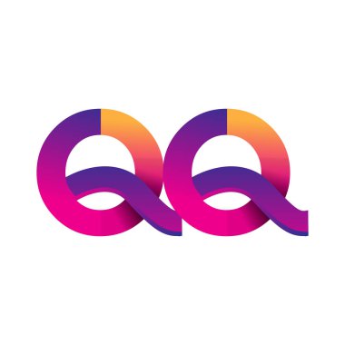 İlk harf QQ Logosu Küçük harf, mor ve turuncu, Modern ve Basit Logo Tasarımı.