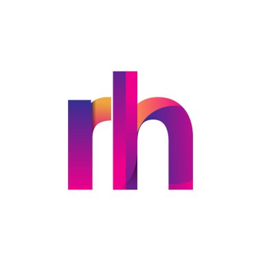 İlk harf RH Logo Küçük harf, mor ve turuncu, Modern ve Basit Logo Tasarımı.