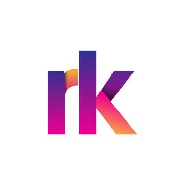 İlk harf RK Logo Küçük harf, mor ve turuncu, Modern ve Basit Logo Tasarımı.