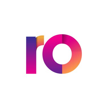 İlk harf RO Logosu Küçük harf, mor ve turuncu, Modern ve Basit Logo Tasarımı.